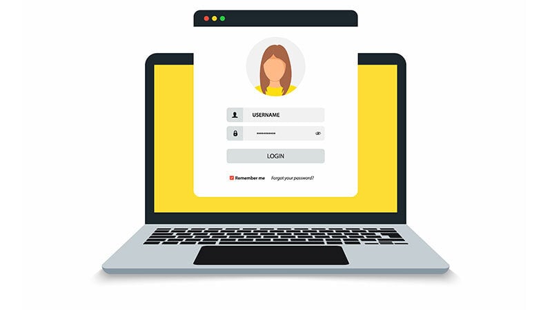 laptop with user profile login screen
