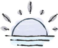 illustration of a rising sun over the pacific ocean