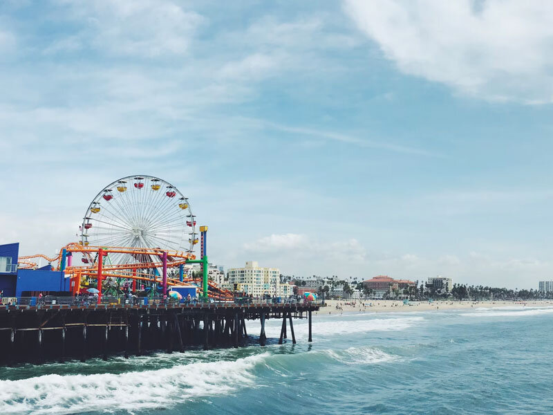 santa monica pier on a sunny day