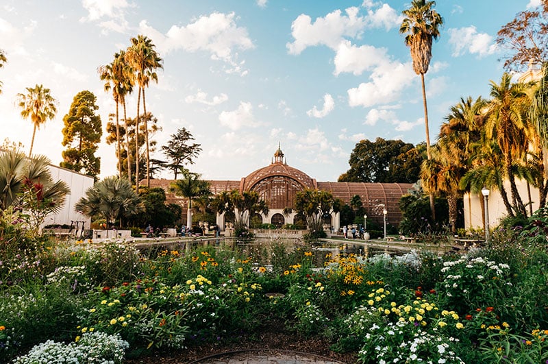 Balboa Park Gardens of San Diego, family holding celebration of life service