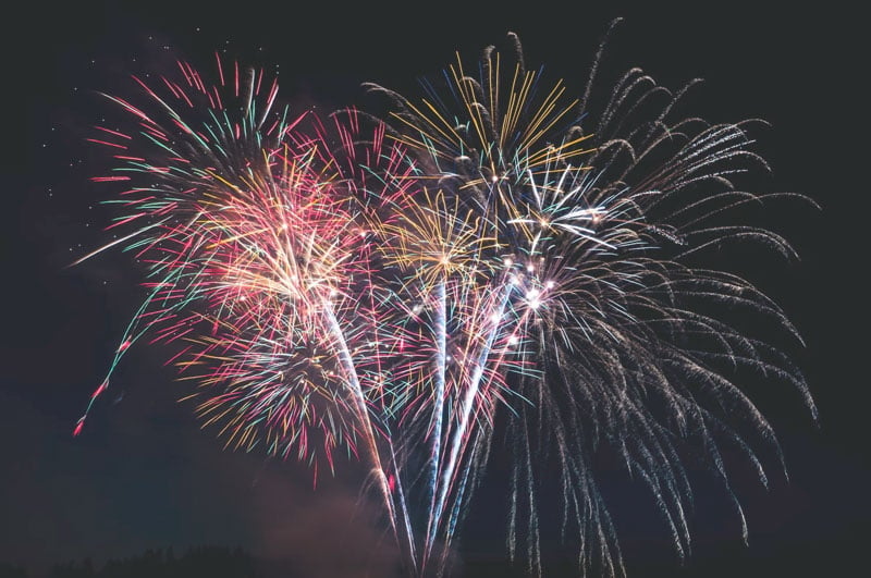 cremation fireworks launching into night sky in Southern California