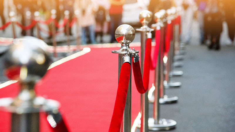 celebrity tribute event with red carpet and velvet ropes