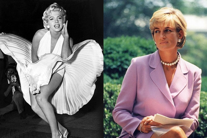 famous farewell tribute photos of Marilyn Monroe and Princess Diana