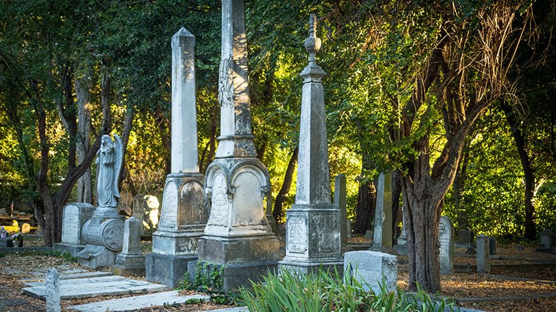 famous gravesites at cemetery in Los Angeles, California