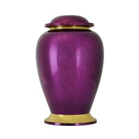 brass cremation urn, purple