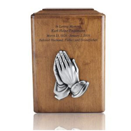 Praying Hands Wood Urn praying hands wooden cremation urn