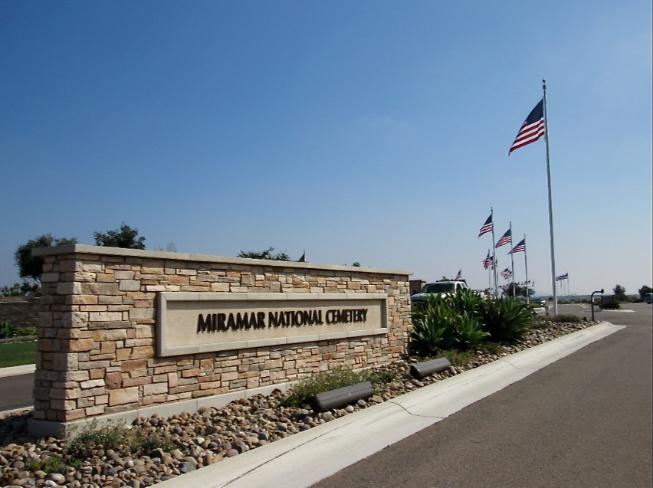 Picture of entrance at the Miramar National Cemetery in San Diego, which has availability for cremation urn interments for veterans and their families