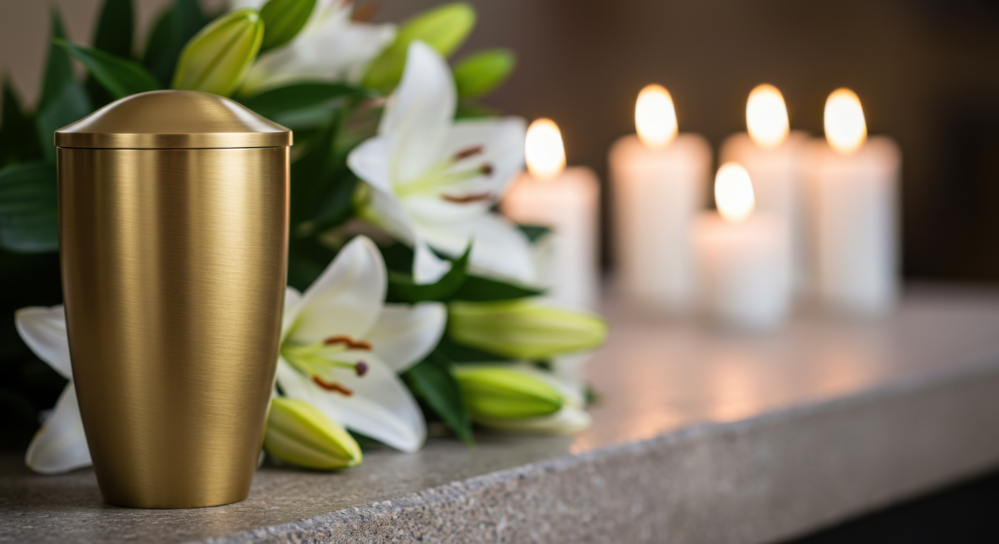 An urn and candles related to direct cremation in Burbank