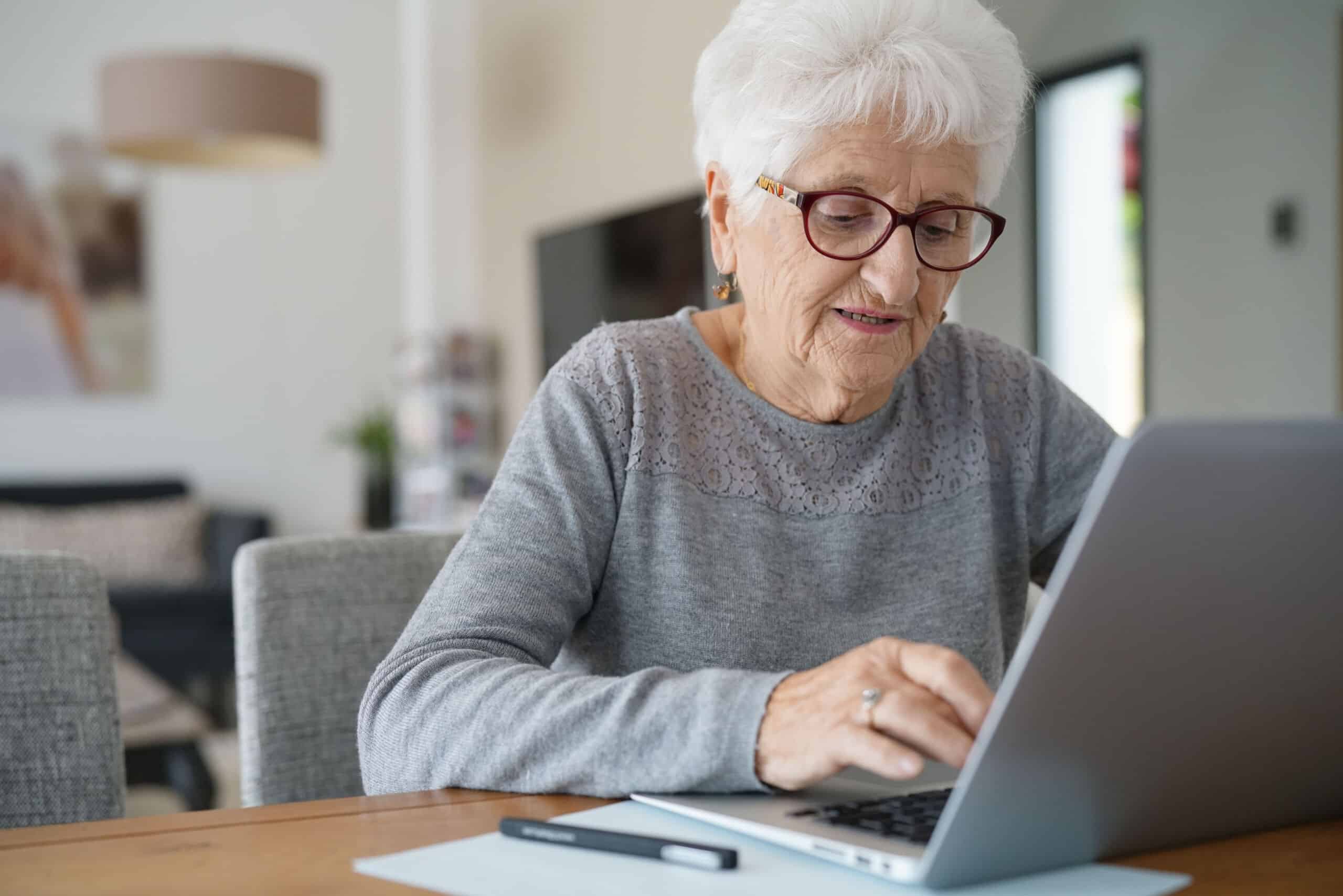 Woman accessing general price lists virtually