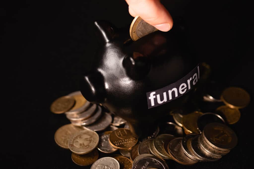 Piggy bank indicating funeral savings