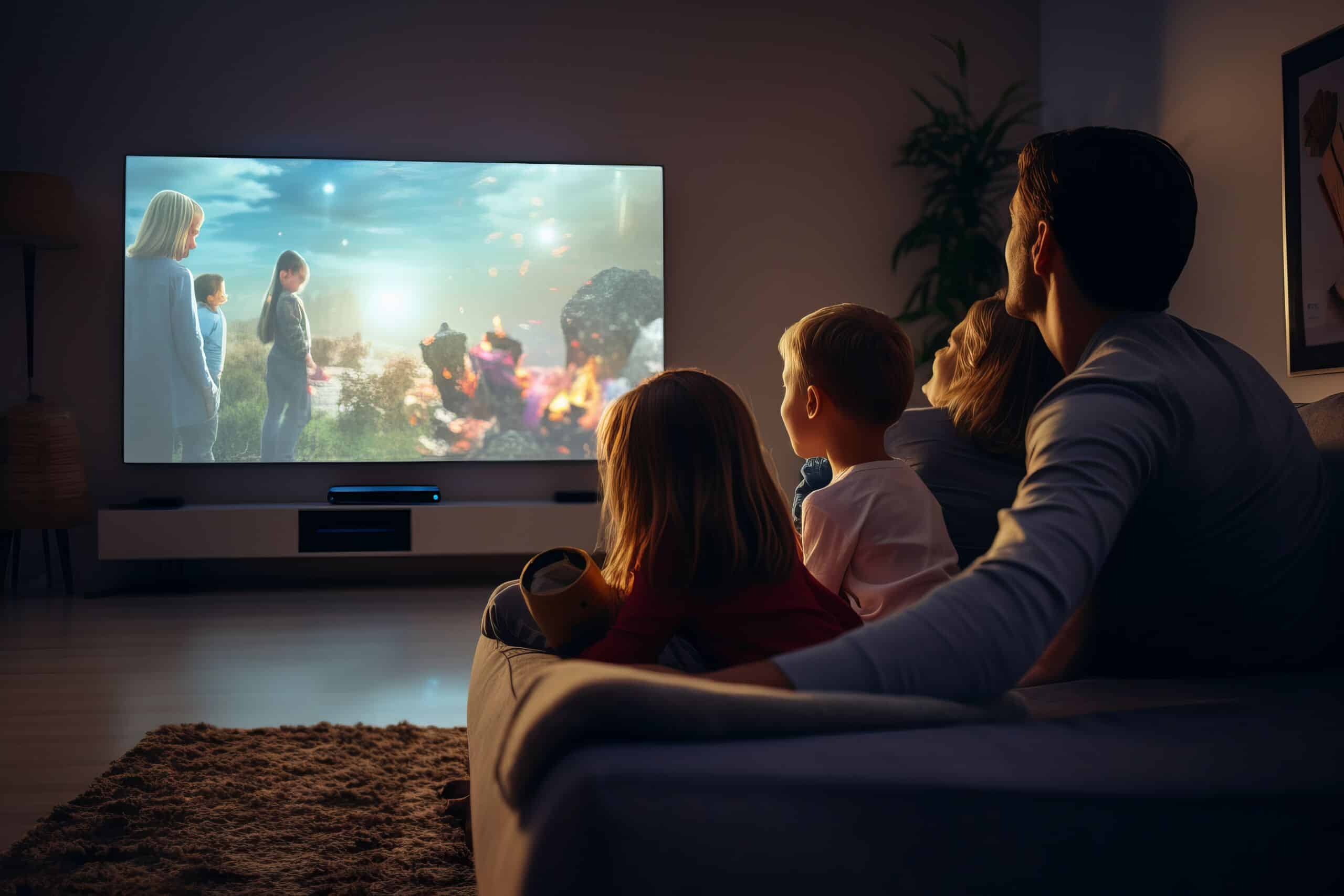 Family watching movies about grief and loss