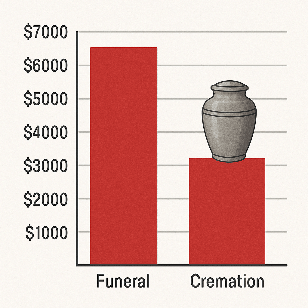 cremation costs in California vs burial costs