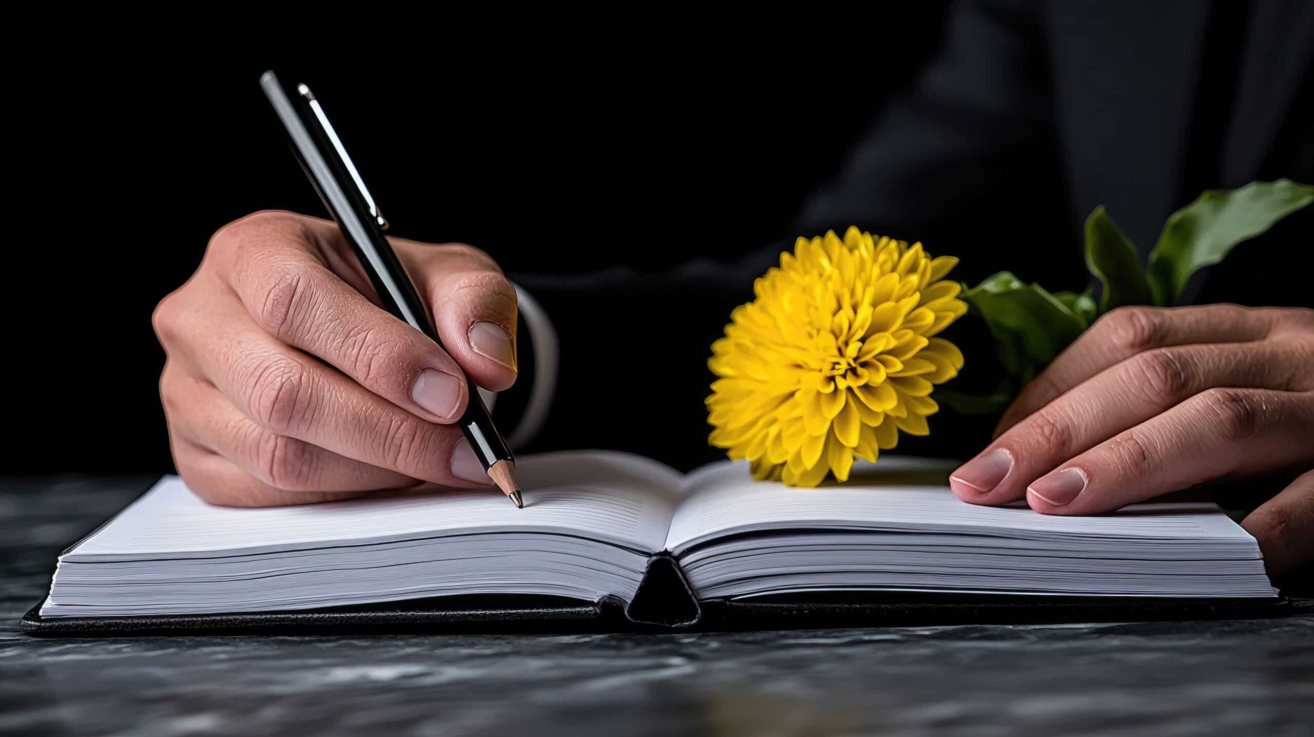 Man about write an obituary